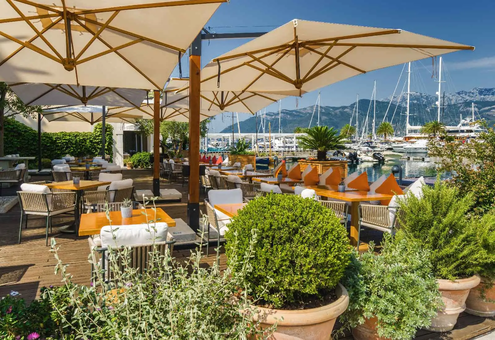 Terraza del restaurante con luz natural